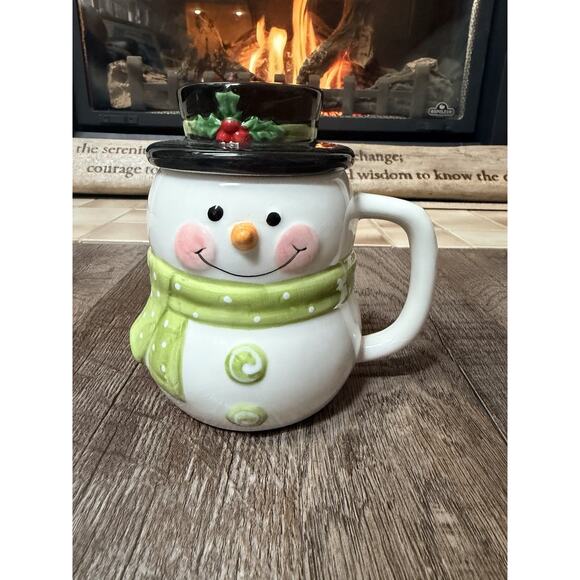 Snowman Mug With Lid Microwave Safe Cute Christmas - Picture 1 of 5